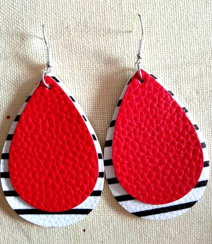 Multi Layers Tassel Earrings for Women leather teardrop glitter petal Ladies Drop Fashion Fish Hook Earring | Украшения и
