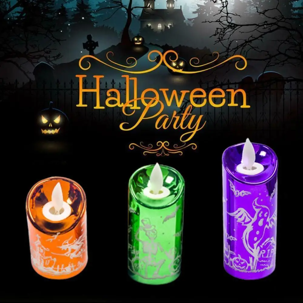 

Small Halloween light Decoration Creative Simulation Flame Candle Lamp Bar Ghost Festival Party Lighting