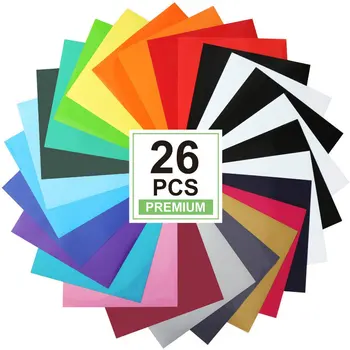 

Heat Transfer Vinyl for T-Shirts 12in.x10in. 26 Sheets-Iron On Vinyl HTV Bundle by ARHIKY