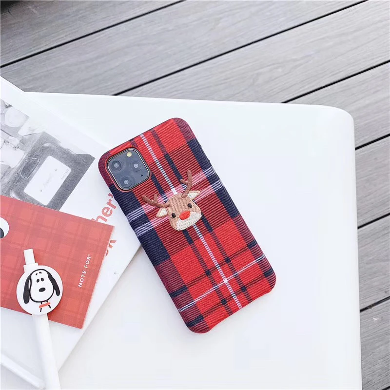 Холщовые чехлы с мультяшным рождественским оленем для iphone 11promax XS Max X XR 7 8 Plus, мягкая задняя крышка для пар