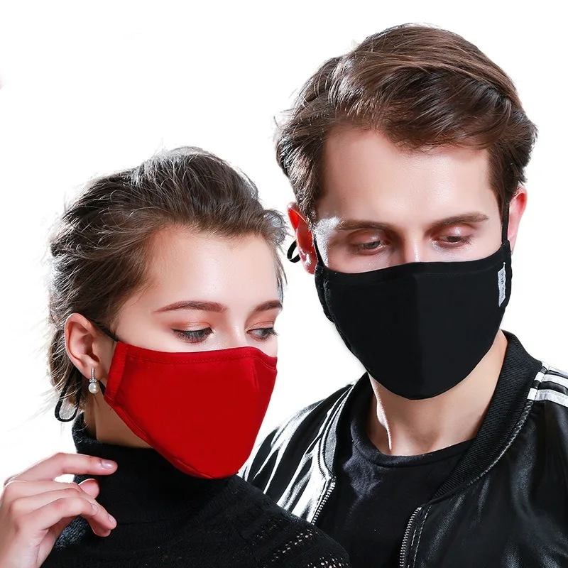 Хлопок PM2.5 черная маска для рта Анти-пыль маска фильтр с активированным углем ветрозащитный Рот-муфельные бактерии доказательство маски для лица для защиты от гриппа уход