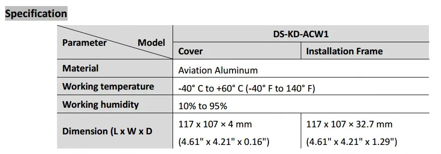 DS-KD-ACW1(авиационный алюминий) для настенного монтажа аксессуар для модульной дверной станции