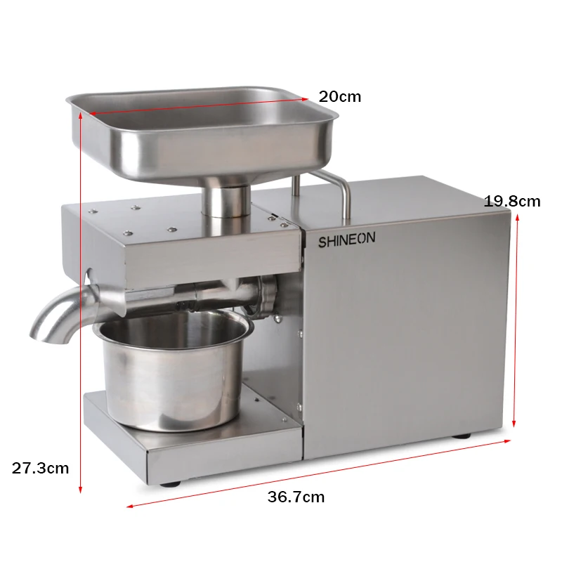 Oil Press 220V/110V Small Business Equipment Machine Stainless steel oil pressure Peanutss Sesame Nut Oil extractor EU/US Plug