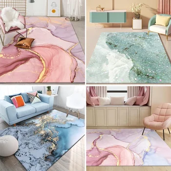 

3D Pink Gold Oil Painting Abstract Carpet Girls Room Romantic Rugs Bedroom Beside Carpet Balcony Rug Floor Mat