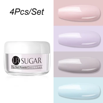 

UR SUGAR 4 Pcs Dipping Nail Powders UV Colors Nail Glitters Dipping Set Series Semi Permanent DIY Nail Art Acrylic Paint Nails