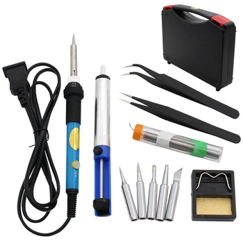 

220V Electric Soldering Iron Kit Adjustable Temperature Welding Soldering Iron with Tool Carry Case Stand Tools