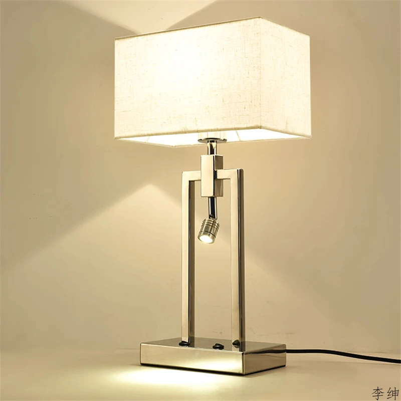 

Simple LED Table Lamp Modern Stainless Steel Metal Table Light for Living Room Study Luster Industrial Decor Lighting Fixtures