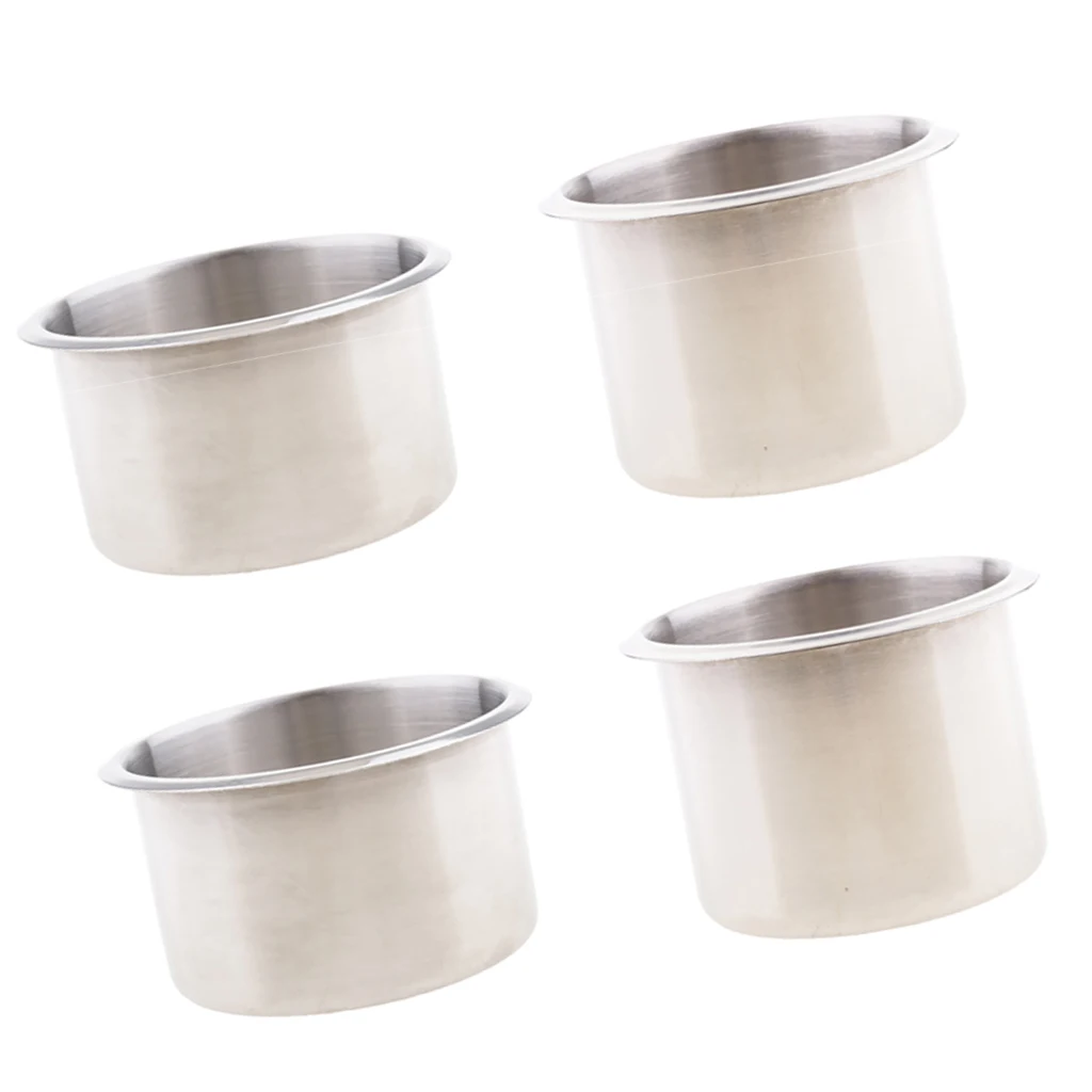 4x Boat Recessed Stainless Steel Cup Drink Can Holder For RV Trailer 90mm & 68mm