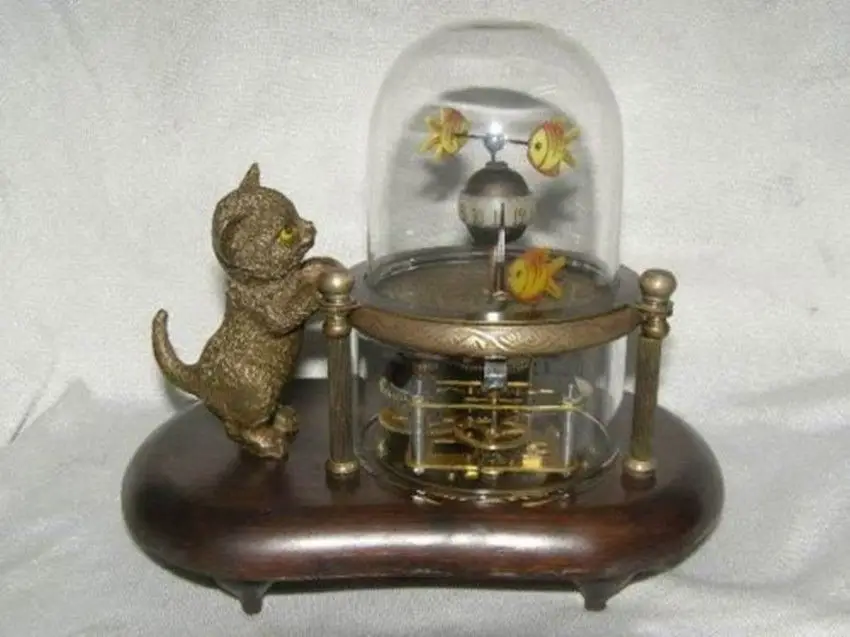 

Works Wonderful fish-pot glass machine clock with cute cat Free shipping