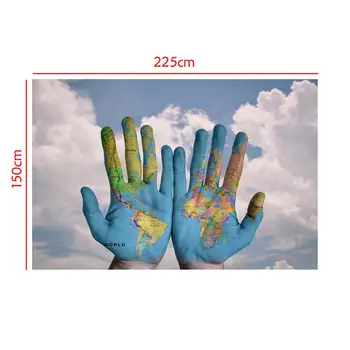 

150x225cm Hands Shape World Map Projection Home Office Wall Decor Collapsible Map