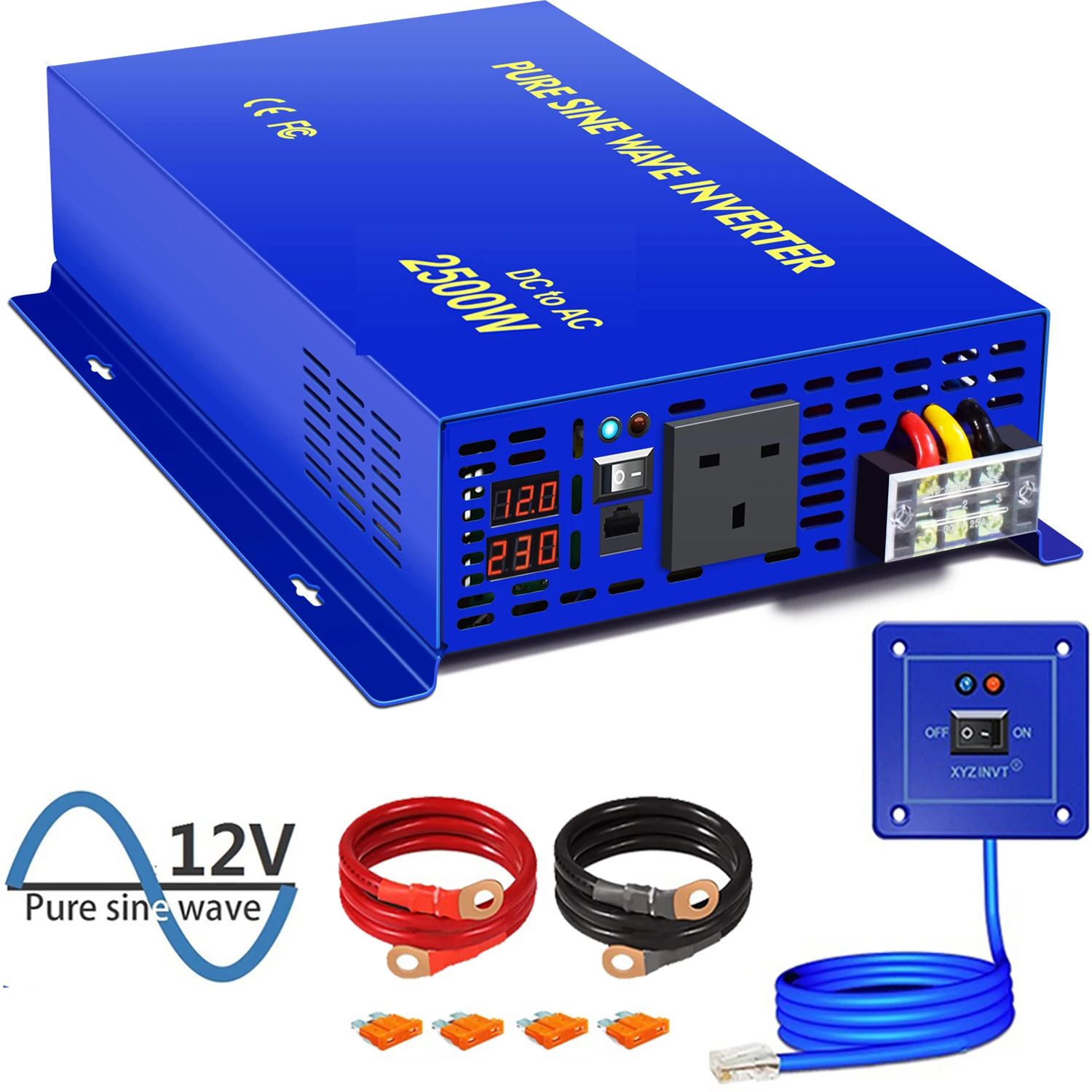 Inverter A Onda Sinusoidale Pura Da 2500W 12V 220V Dc A Ac Sistema Off-Grid Inverter Solari Personalizzabili Con Telecomando Cablato