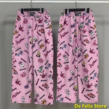 

Real picture Vetements Straight pants 2020SS Good Quality Version VETEMENTS Pants Men Women Cartoon Pink VTM Trousers Loose gd