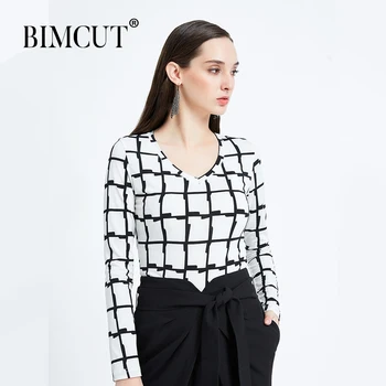 

Women Sexy V Neck Black/white T-shirt 2019 Ladies Fashion Long Sleeve Jumper Tops T-shirt curve Casual T Shirt