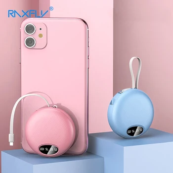 

RAXFLY 20000mAh Power Bank LED Display Mini Powerbank Built in Cable External Battery Charger Poverbank for Xiaomi mi iPhone