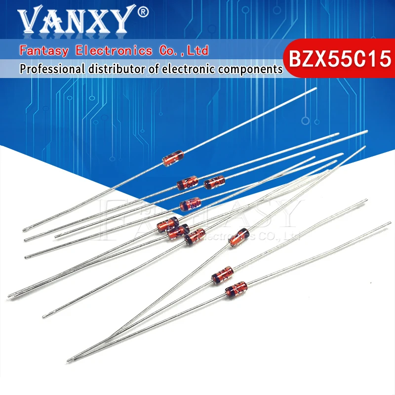 100pcs 0.5W 15V BZX55C15 1/2W DO 35 Zener Diodeszener diodediode