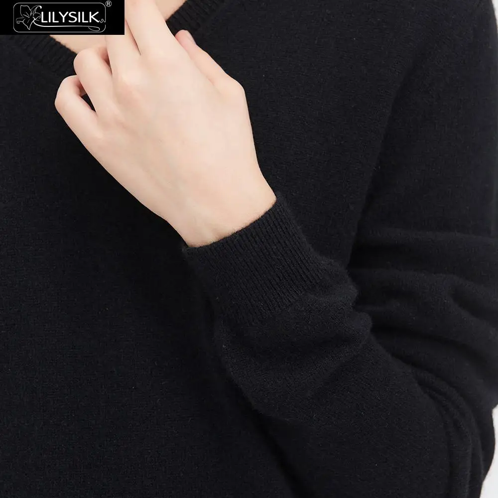 LilySilk свитер PureCashmere с v-образным вырезом и длинным рукавом пуловер супер мягкий женский