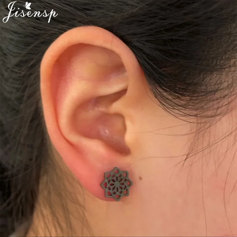 Mehrere Edelstahl-Ohrstecker mit Schneeflocken-Motiv für Damen, Vintage-Mandala-Schmetterling-Katzen-Maus-Ohrringe, koreanischer Schmuck, Oorbellen – Detail 26