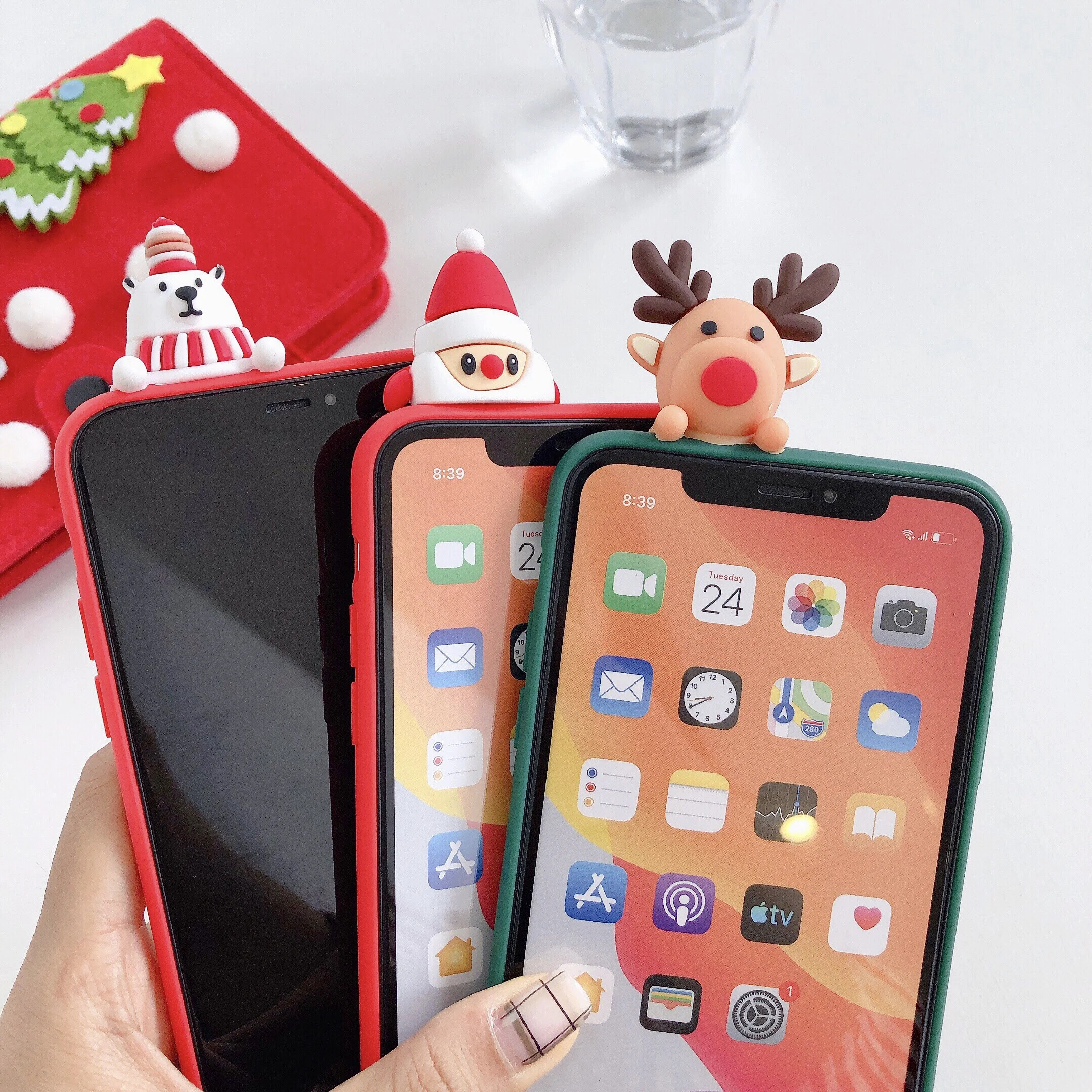 Новогоднее; рождественское 3D чехол для телефона для iphone11 pro max 6s 6 7 8 Plus X XS XR для huawei P20 P30 mate20 Honor20 мягкая крышка IMD