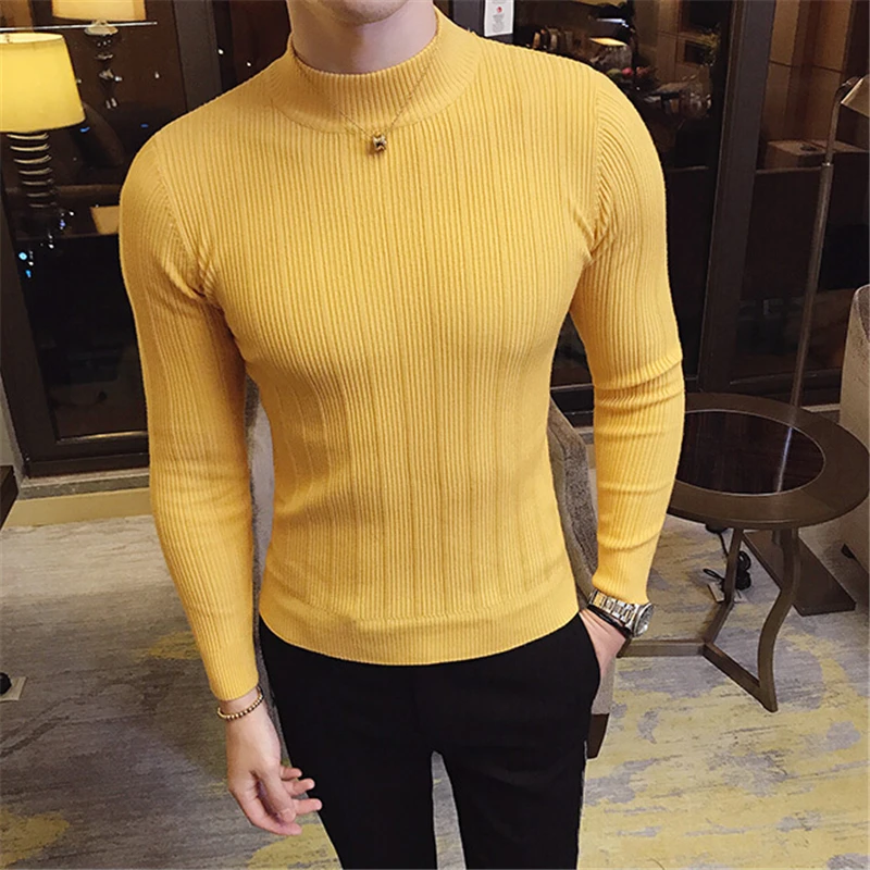 

2019Men's Slim Fit-collarbottomed in autumn and winter Solid Color Casual Sweater