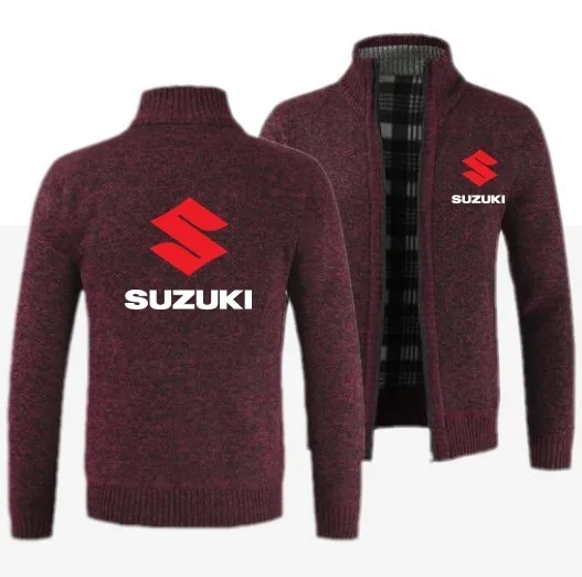 Осень зима логотип Suzuki мужская куртка приталенная стоячий воротник куртка на молнии мужская однотонная хлопковая Толстая теплая куртка для мужчин