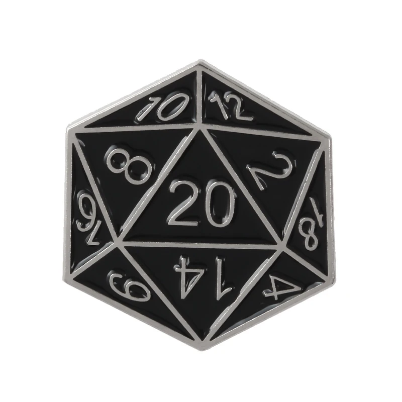 5 D20 штифты Подземелья и Драконы 20-сторонние штампы РГП D& D настольные игры вентиляторы подарки ювелирные изделия Броши Булавки на лацкан значки эмалированные штифты - Окраска металла: 5