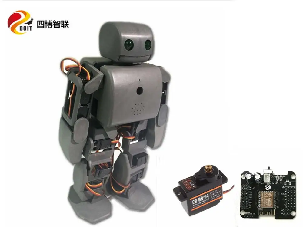 Gray with Control 3D печать 18DOF мини гуманоидный робот с металлическим микро сервоприводом+ Plen2 сервопривод плата управления RC образование Роботизированная DIY для Arduino - Цвет: Gray with Control