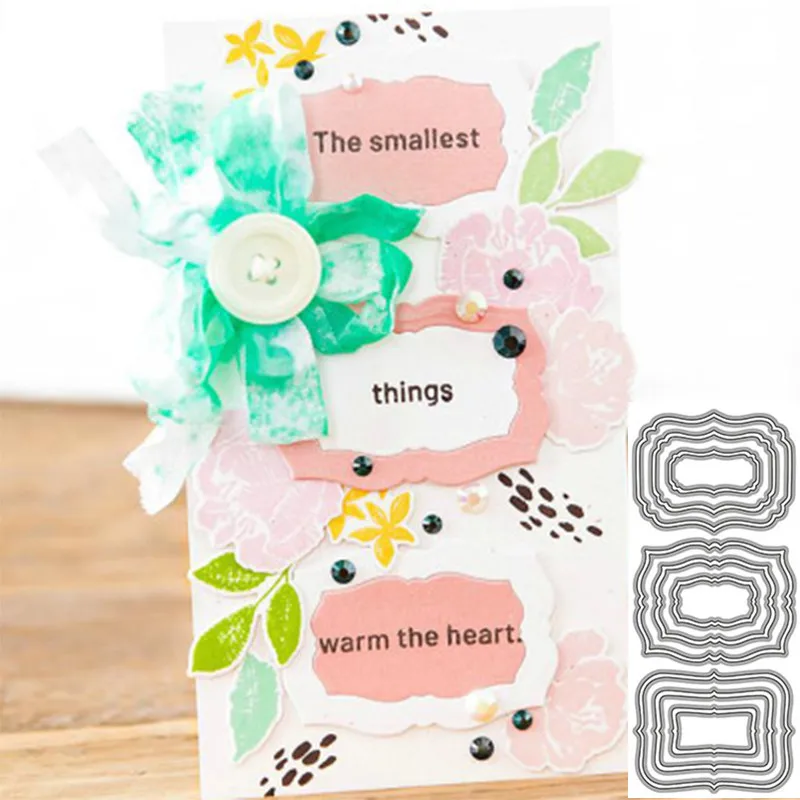 

New Dies For 3Pcs multi-layer label frame Metal Cutting Dies Embossing Scrapbooking Stencil Craft Cut Dies For DIY Card Handmade