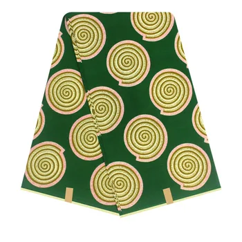 

6 Yards African Print Ankara Fabric Material Cotton Kente Dressmaking Wax Print In Green DF-215
