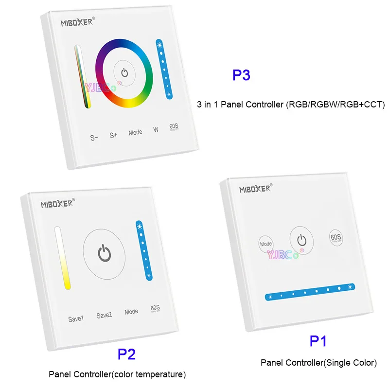 Miboxer Wall-mounted 86 touch Panel DC12V 24V Max10A Single color/CT/RGB/RGBW/RGB+CCT LED Strip Controller 3 in 1 dimmer Switch