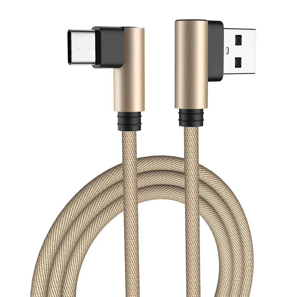 MUSTTRUE USB C зарядный кабель для samsung s9 type C Кабель-адаптер для мобильного телефона кабель для передачи данных для oneplus 6T Xiaomi usb-c 90 градусов - Цвет: Gold