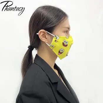 

Phantasy Adults Mouth Masks Cartoon Printed Face Mask Anti-Dust Dust-Proof Anti-Fog Mouth Cover Washable Reusable Protective