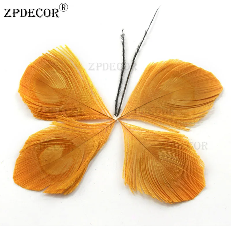 Zpdecor 4-8 см перо павлина для декора - Цвет: Золотистый