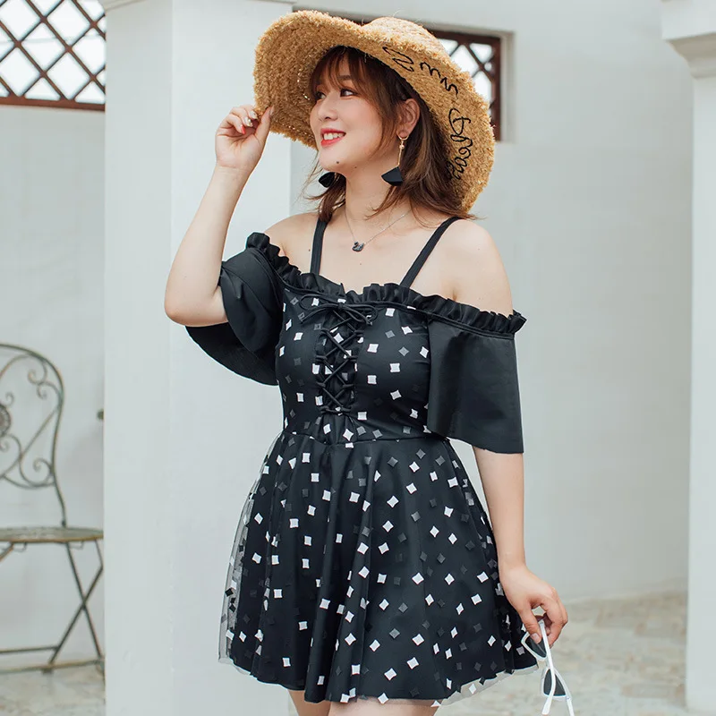 

Hot Springs Bathing Suit Women's Plus-sized Fat Mm200 Jin Slimming Belly Covering One-piece Boxer Loose-Fit Conservative Underwi