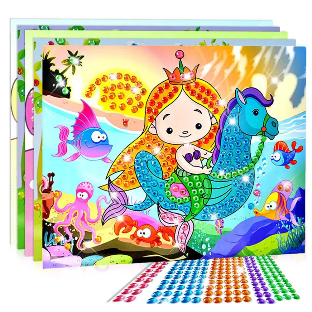 

Kuulee 10 Pcs 3D Crystal Mosaics Sticker Creative Art Sticker Intelligent Development Toys Christmas Birthday Gift Random Send