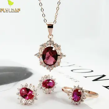 

Flyleaf 100% 925 Sterling Silver Necklaces & Pendants Cubic Zirconia Crystal Party Wedding Ring Fine Jewelry Sets For Women