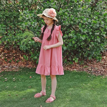 

2020 Summer Kids Girls Cotton Dresses Cute Retro Princesss Dress Teen Girls Sleeveless Dress Brief Mother Kids Clothes, #8684