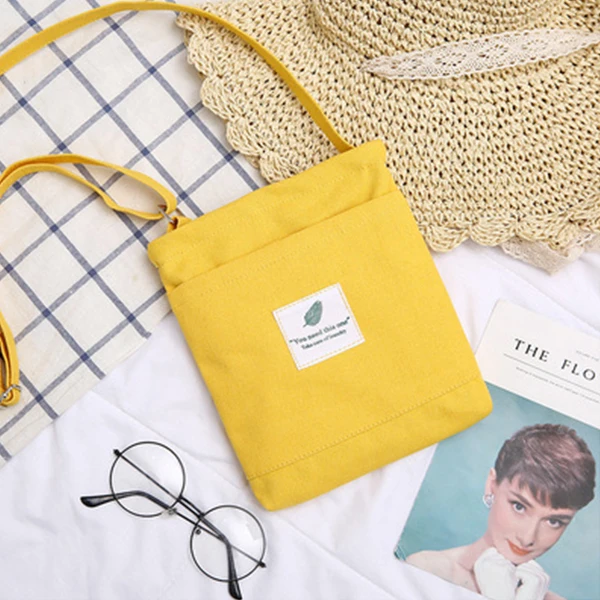 Yellow leaf mark Мини-женская сумка на плечо, кошелек, слот для карт, сумка для телефона, модные холщовые сумки-мессенджеры для девушек, маленькая сумка через плечо, сумочка, сумка - Цвет: Yellow leaf mark