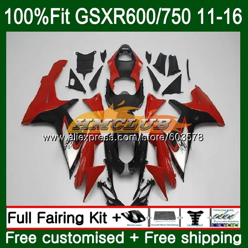 Инъекции для SUZUKI GSXR 750 600 GSXR600, 11, 12, 13, 14, 15, 16 лет 8CL. 32 красные, черные K11 GSXR750 2011 2012 2013 обтекатель