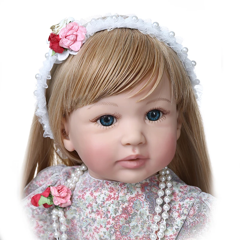 NPK 60 см Высокое качество коллекционные куклы принцессы младенец получивший новую жизнь девочка кукла с ультрадлинный кабельный провод волосы цвета блонд для наращивания кукла hand-made кукла