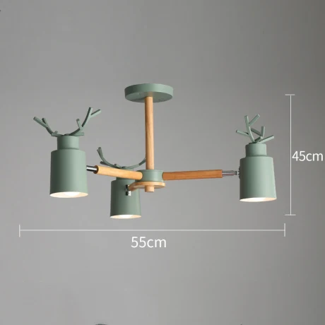 Скандинавская Современная Минималистичная Люстра для гостиной, спальни, кухни, ресторана, теплая люстра-рога - Цвет корпуса: Green 3 heads