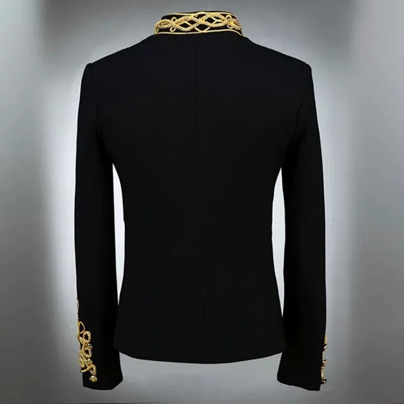 

Luxury High Quality Palace Style Mens Short Coats Fashion Long Sleeve Stand Collar Night Show Wear Slim Male Jackets Plus Size