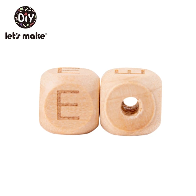 Let'S Make Wooden Beads For Rattles 500Pc Square Beech Wood Alphat English Letter Beads Baby Toys Diy Handmaking Wooden Teether E