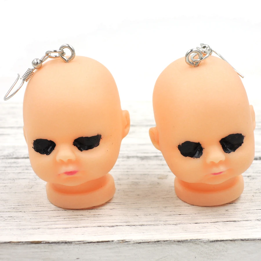 black eye Kawaii жуткий ребенок черный глаз кукольные серьги крючок милый сонное сердце любовь Хэллоуин ужасный ER094 - Окраска металла: black eye