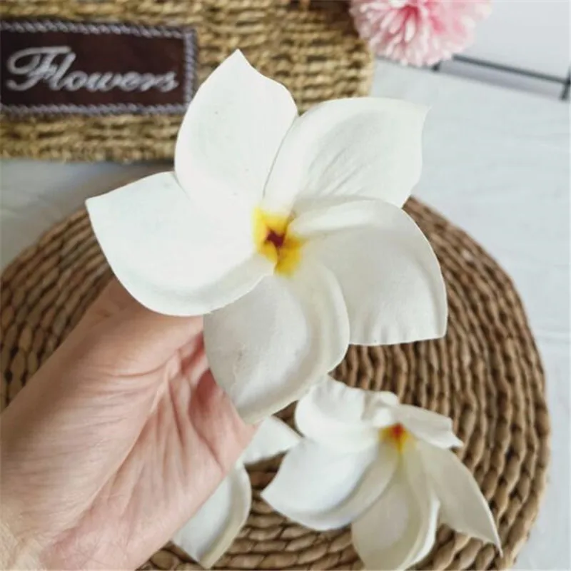 100pcsSilkFrangipaneFrangipaniFlowerHeads6cm9cmArtificial