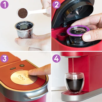 

4pcs Refillable Kitchen Stainless Supplies Coffee Capsule Cup Reusable Refillable For Keurig Replacement