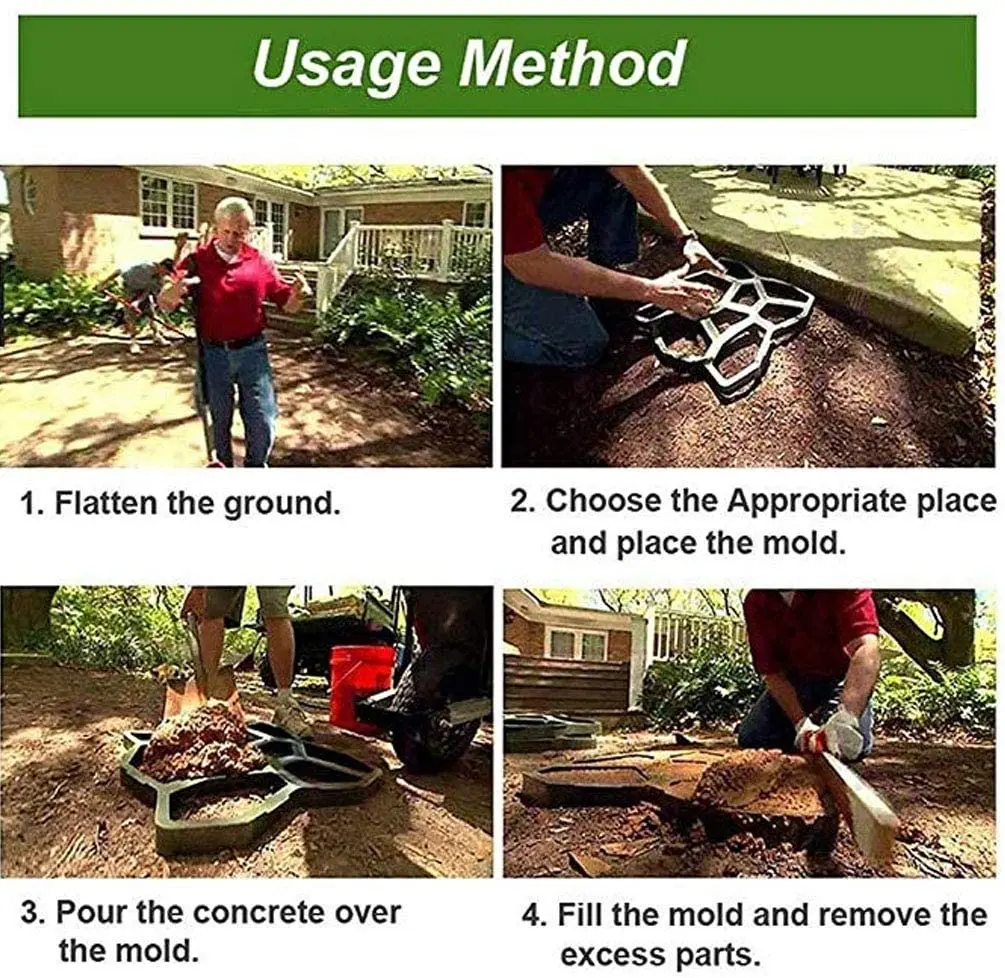 Garden Pavement Mold DIY Path Making Manually Paving Cement Brick Tool Stepping Stone Block Pavement Buildings Path Maker Mold