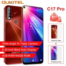 Oukitel C17 Pro 6,3" Android9.0 Тройная камера 4 ГБ ОЗУ 64 Гб ПЗУ 3900 мАч аккумулятор мобильный телефон 13 МП отпечаток пальца 4G LTE смартфон
