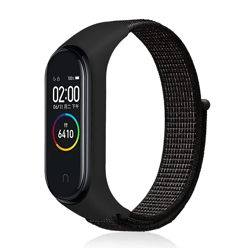 Дышащий нейлоновый ремешок для Xiao mi Band 4 3 Мягкая Спортивная петля для mi Band 3 4 Watchbnd Браслет замена браслета - Цвет ремешка: reflective black