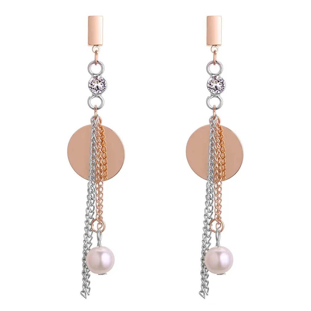 Ladies Long Pearls Unique Shape Black And White Dangle Delicate Women Girls Earrings Ear Pendant Beautiful Female Eardrop | Украшения и