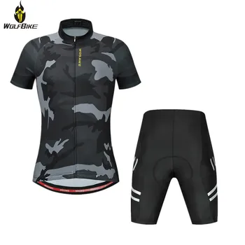 

WOSAWE Pro Cycling Clothing Set Shirts Pad Protection Bib Shorts Kits Wear Bicycle MTB Bike Downhill Jersey Suit